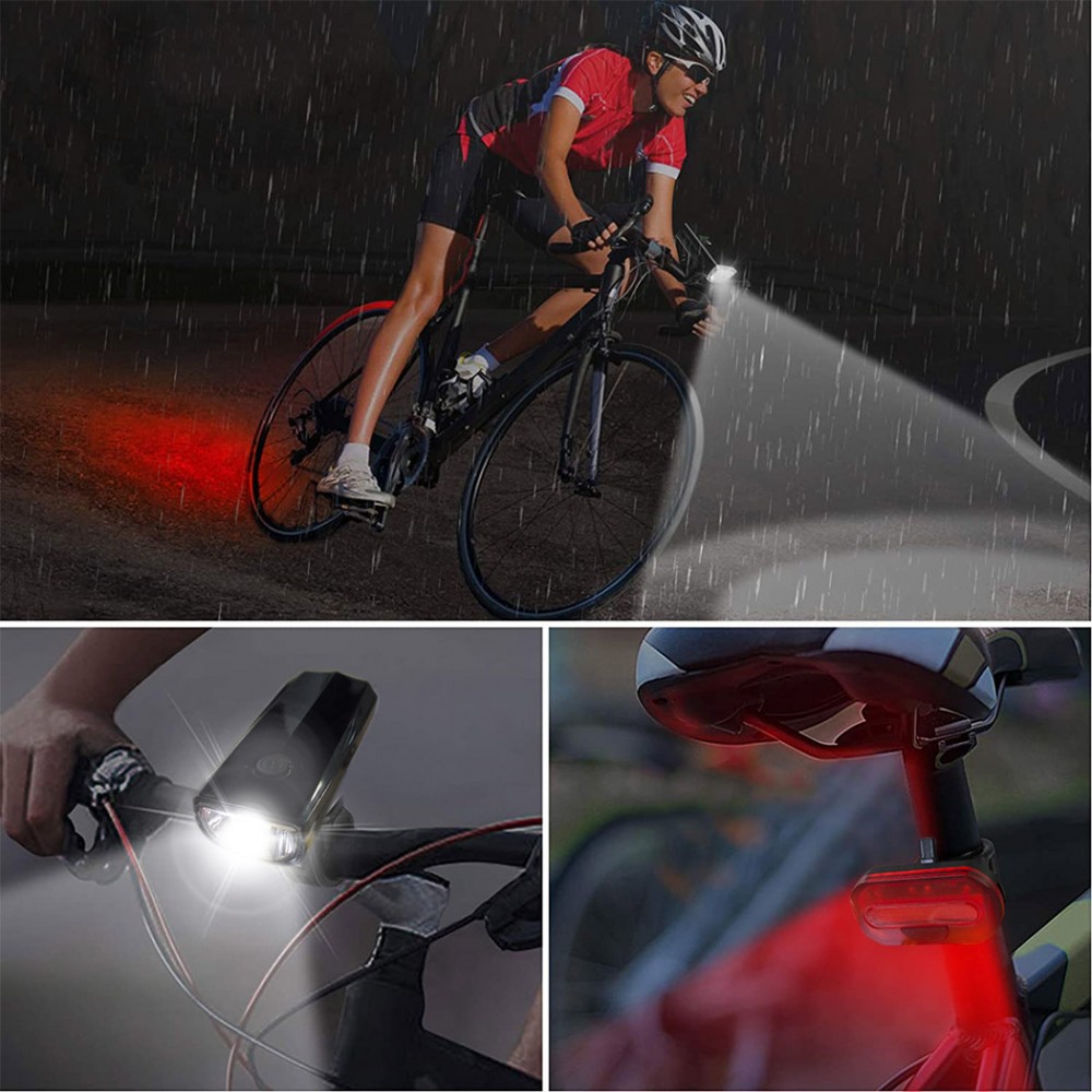 Kit Luci bicicletta LED PDR fanali anteriore e...