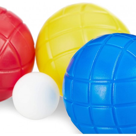 Set di bocce con 8 sfere in 4 colori diversi in plastica 010637 boccino bianco