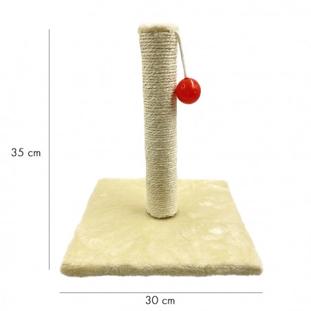 Tiragraffi in sisal e pallina da gioco 30 x 30 x 35 cm base in legno 98990