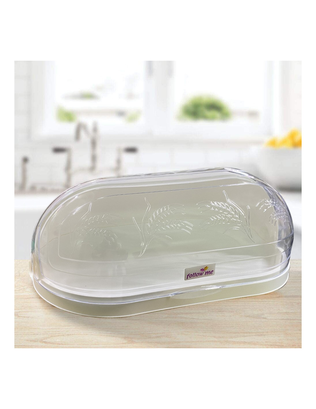 Kesper 58490 Portapane In Plastica Bianca Con Coperchio In Bambù FSC – Dimensioni 35x20x13,5 Cm, Lavabile In Lavastoviglie