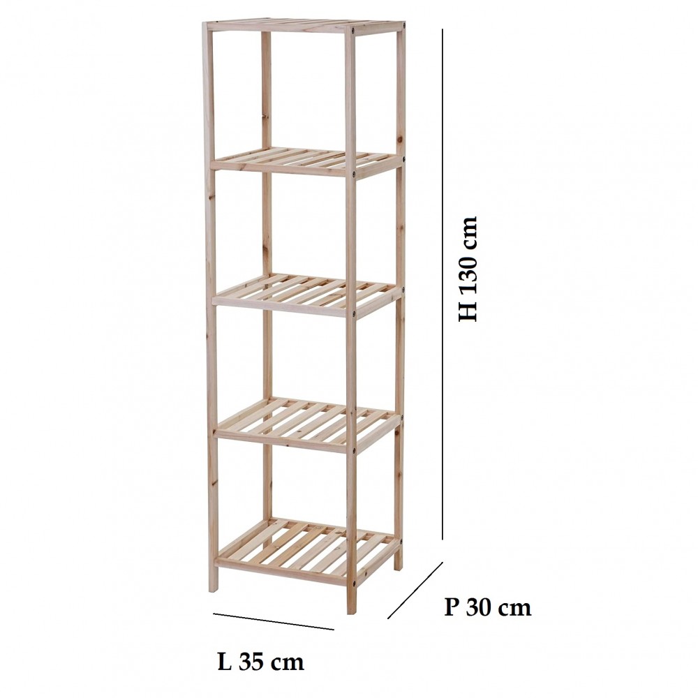 Scaffale 5 Ripiani in Legno di Abete 636406 per...