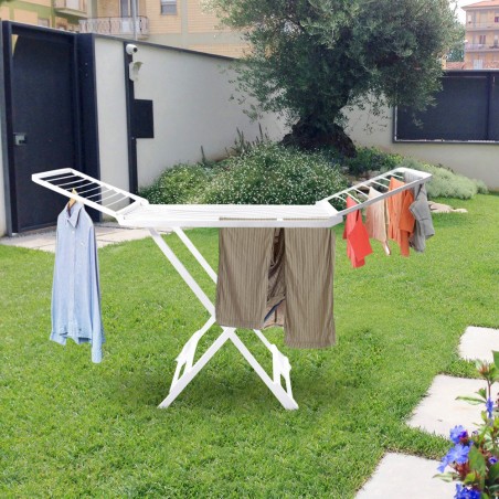 Stendibiancheria Resina 750660 Ali Pieghevoli Rotelle e Snodi di Sicurezza 20 mt