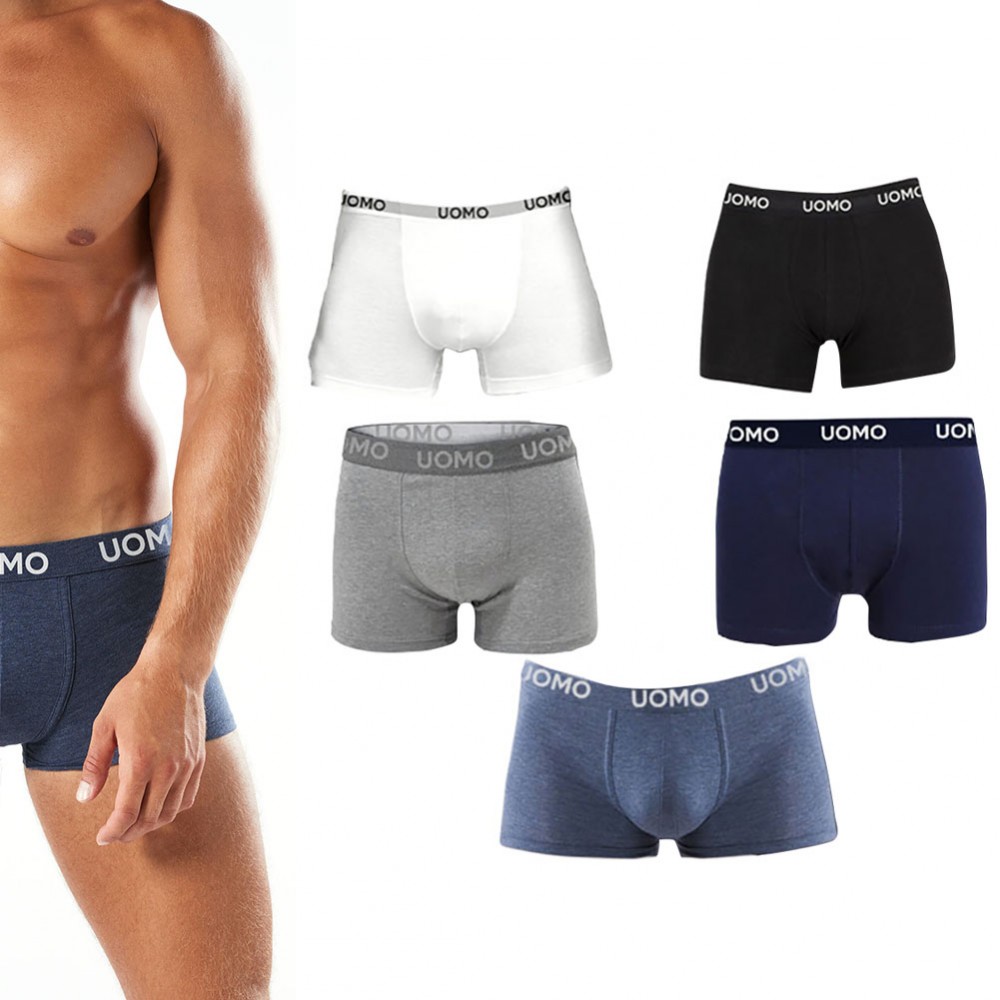 Boxer Uomo PEDRO Pacco 4 pz Mutande Cotone Elasticizzato Intimo Colori Assortiti