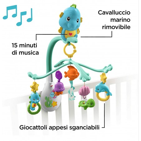 Giostrina Fisher Price Pesciolini 3 in 1 Proiettore Culla e Passeggino da 0 Mesi