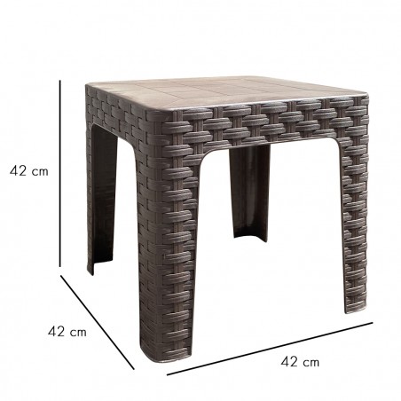 Tavolo Basso MONACO da Giardino MARRONE Effetto Rattan in Resina polipropilene
