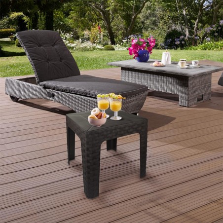 Tavolo Basso MONACO da Giardino MARRONE Effetto Rattan in Resina polipropilene