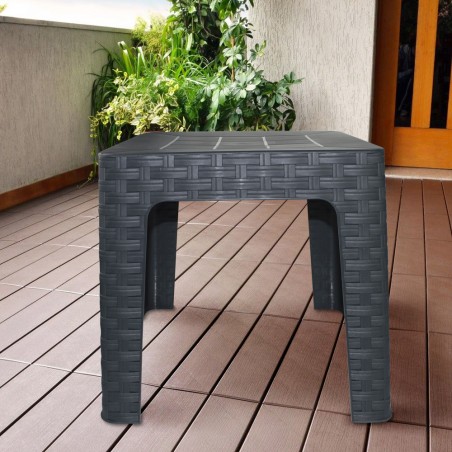 Tavolo Basso MONACO da Giardino ANTRACITE Effetto Rattan in Resina polipropilene