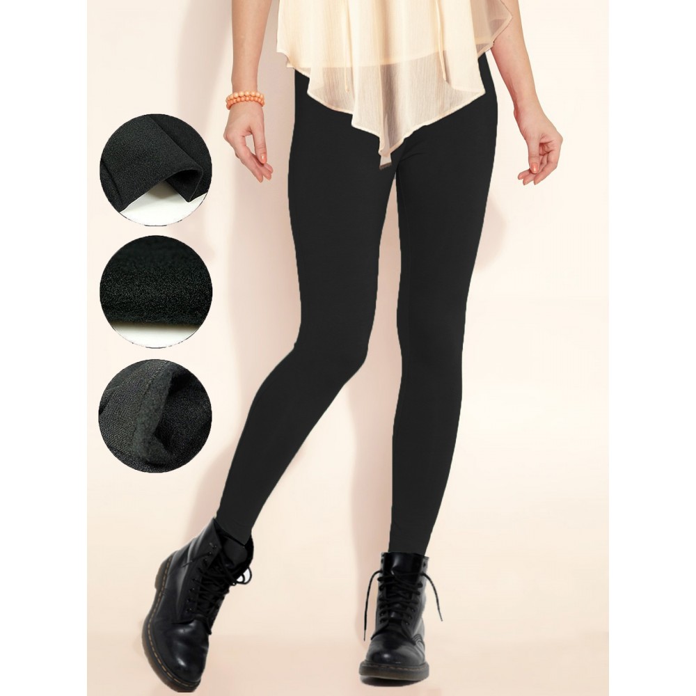 Set 12 leggings in vari colori donna effetto termico interno felpato elasticizzato collant winter fuseaux