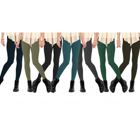 Set 12 leggings in vari colori donna effetto termico interno felpato elasticizzato collant winter fuseaux