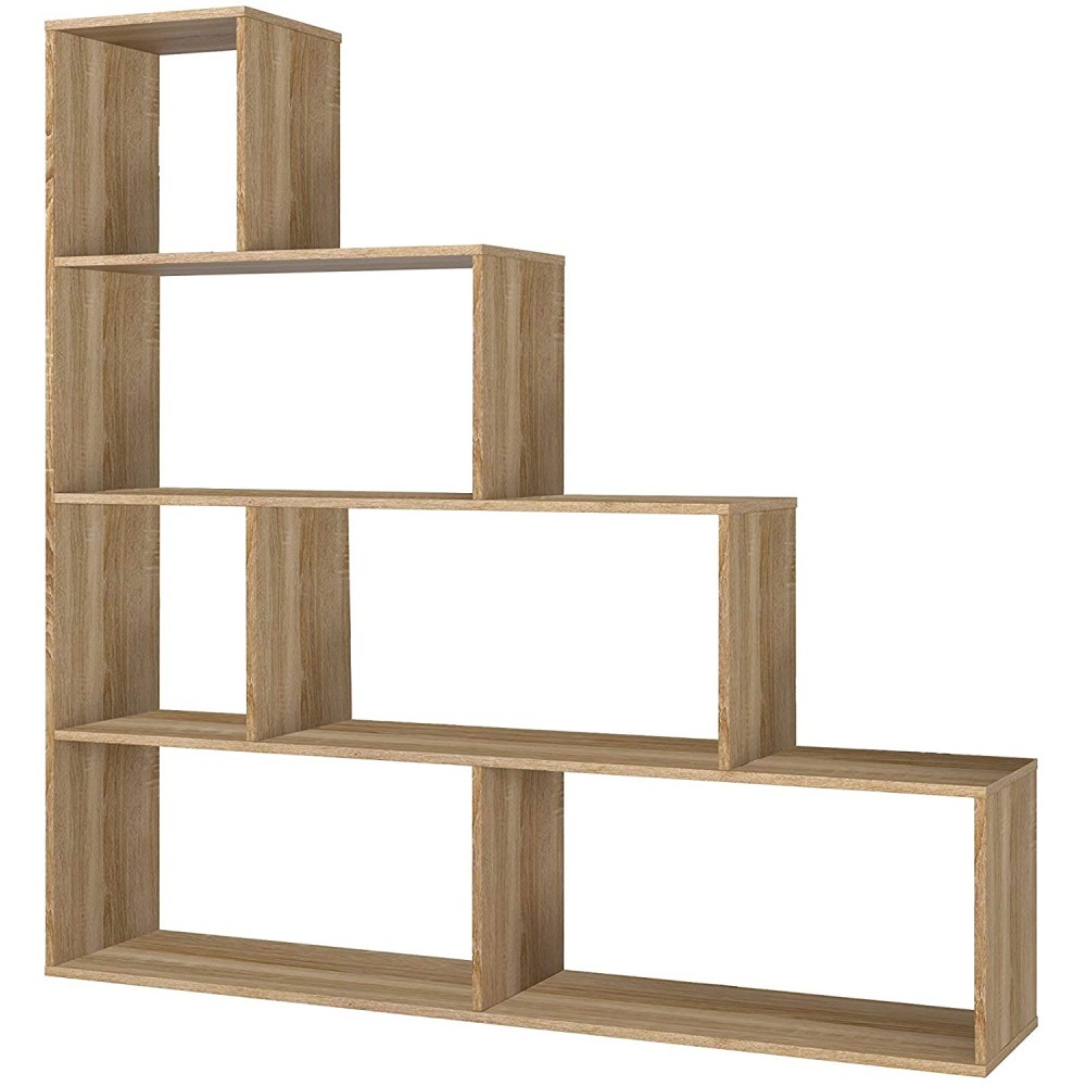 Libreria 9 Ripiani Melamina Scaffale Moderno Geometrico 145X29xH145cm Mensole