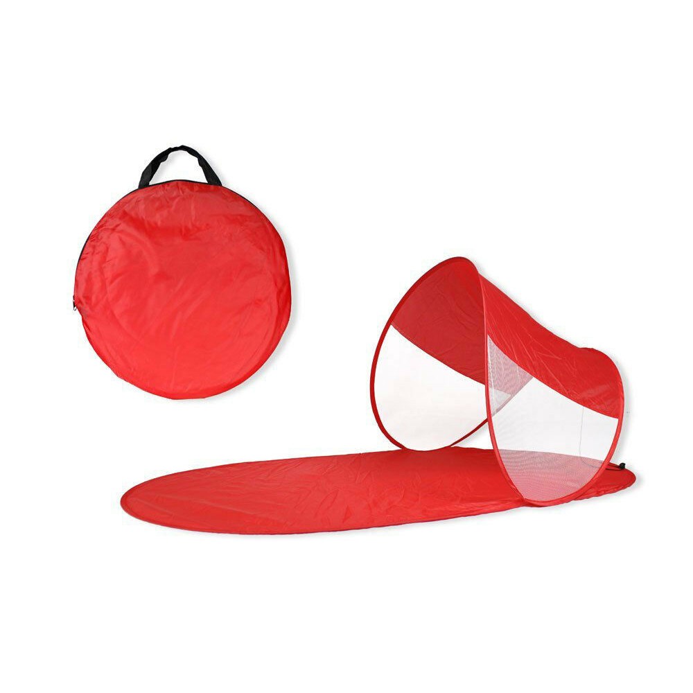 Stuoia da Spiaggia 273747 in Tessuto Impermeabile con Parasole Struttura Pop Up Rosso