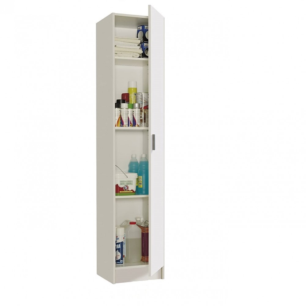 Mobile a Colonna 240787 Armadietto Multiuso 1 Anta in Legno Bianco 37x37x180cm