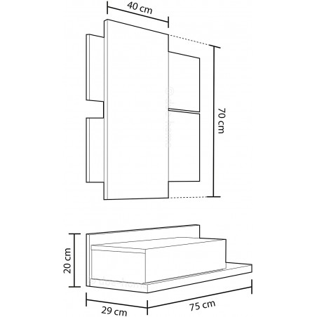 Mobile da Ingresso 265797 Tekkan Cassetto e Specchiera Design Moderno 75x29x116
