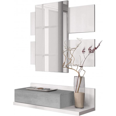 Mobile da Ingresso 265797 Tekkan Cassetto e Specchiera Design Moderno 75x29x116