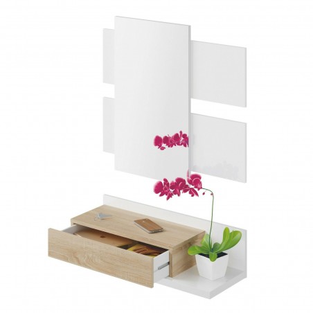 Mobile da Ingresso 265797 Tekkan Cassetto e Specchiera Design Moderno 75x29x116