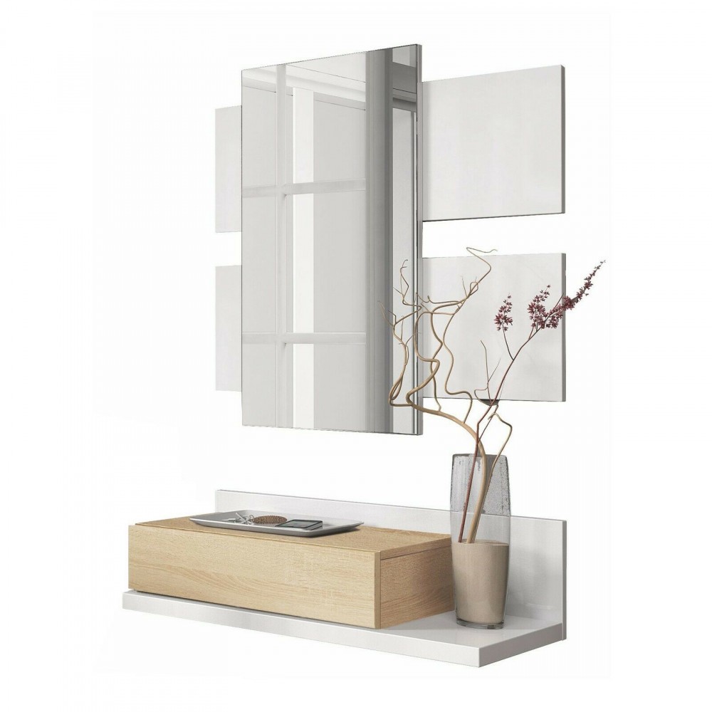 Mobile da Ingresso 265797 Tekkan Cassetto e Specchiera Design Moderno 75x29x116