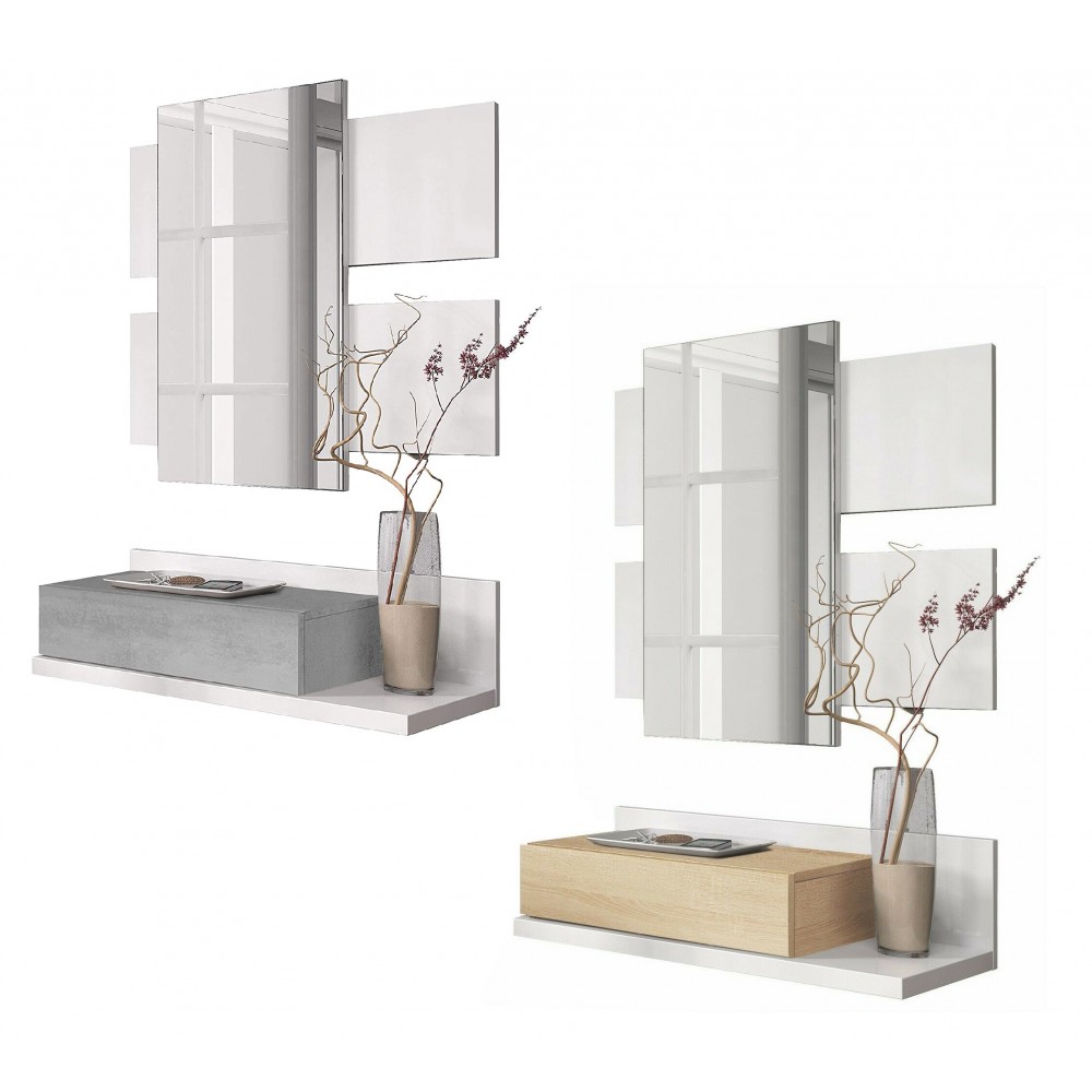 Mobile da Ingresso 265797 Tekkan Cassetto e Specchiera Design Moderno 75x29x116