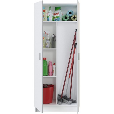 Mobile Multiuso 240800 Armadietto Portascope 2 Ante Colore Bianco 73x37x180cm