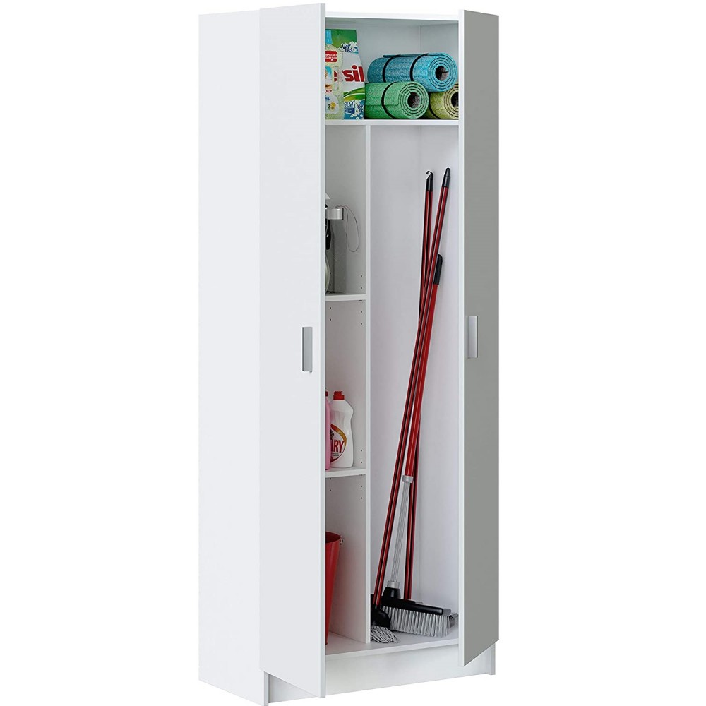 Mobile Multiuso 240800 Armadietto Portascope 2 Ante Colore Bianco 73x37x180cm