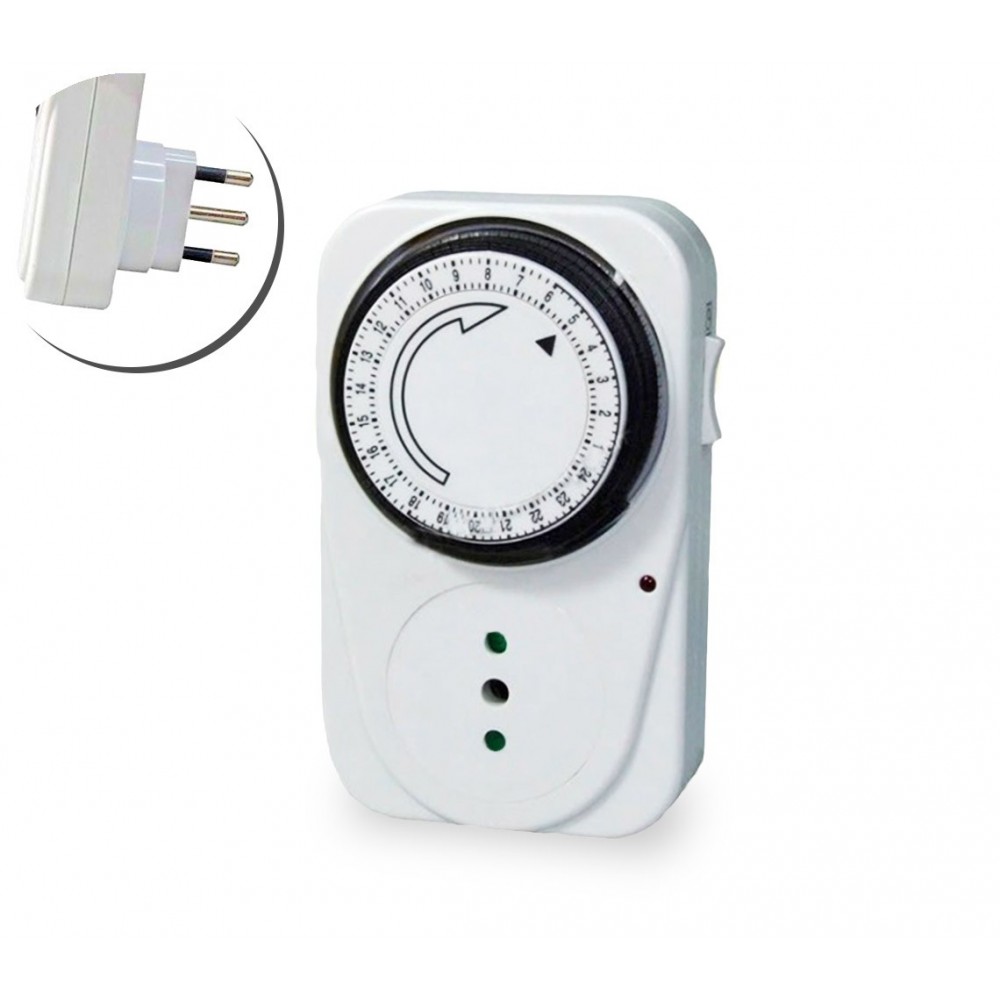 Presa temporizzata programmabile analogica con presa elettrica 10 A 2300 WATT TP3001-2