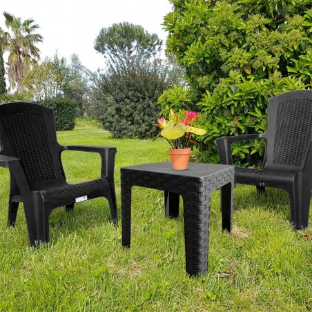 Tavolo Basso MONACO da Giardino ANTRACITE Effetto Rattan in Resina polipropilene