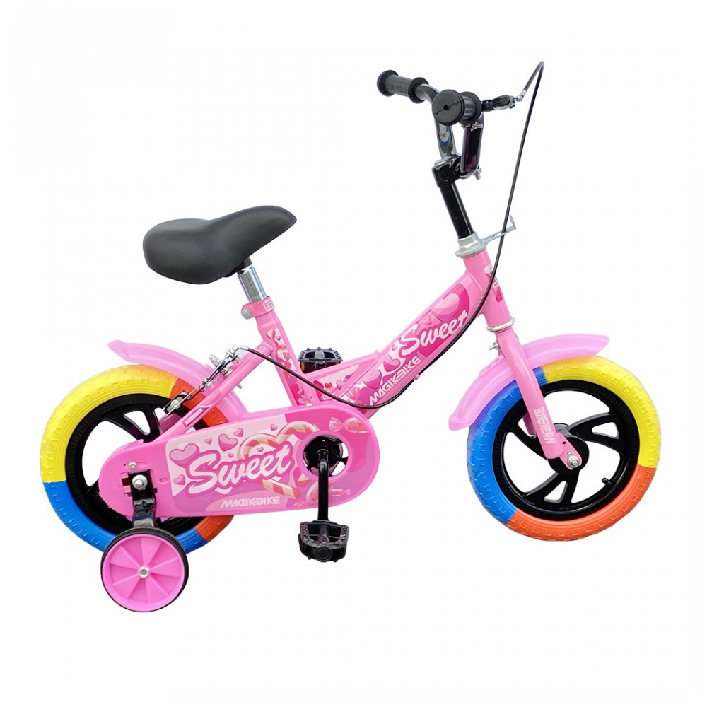 Bicicletta Magic per bambini B057 taglia 12 con rotelle età 3-4 anni Rosa