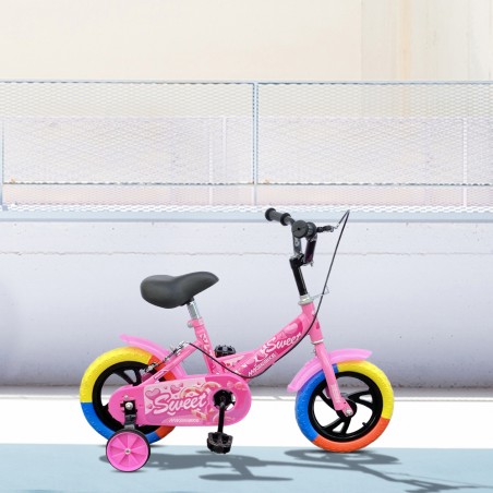 Stabilizzatori Per Bici Bambini 1 Paio - Regolabili Per Ruote 12-20 Pollici - Con Ruote Flash E Adesivi Riflettenti