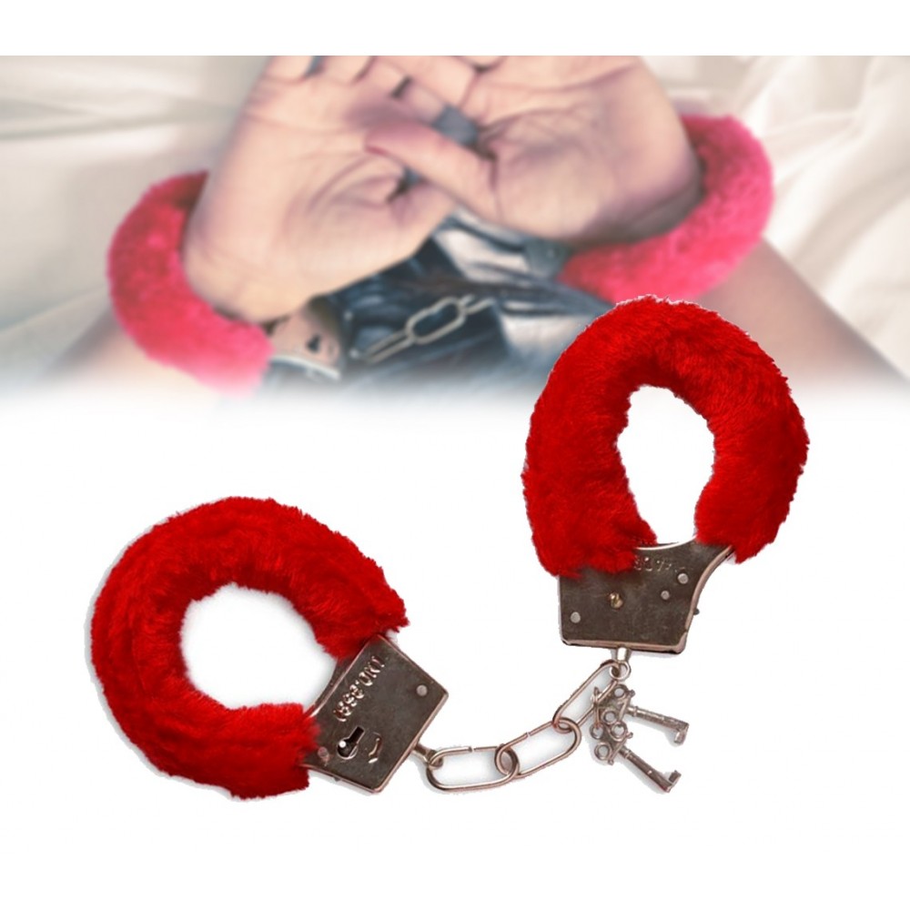 Set di 3 accessori sexy gioco bondage sadomaso rosso con manette e mascherina 