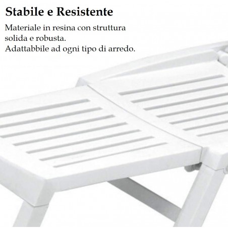 Lettino ORFEO Sdraio In Resina 177x61x85cm Arredamento Giardino Bianco