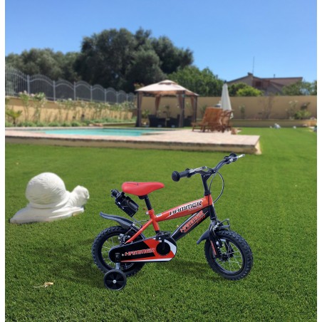 Bicicletta Hammer 14" borraccia e telaio in acciaio per bambini età 4-6 anni