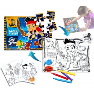 Image of Puzzle 24 pezzi 2 in 1 JAKE IL PIRATA doppio utilizzo poster da colorare  41 x 28 cm DISNEY 726571 8028374364643