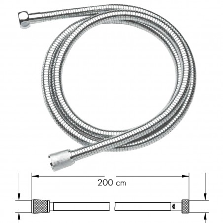 Tubo Flessibile 2mt in Metallo 329764 Ricambio Universale per Soffione Doccia