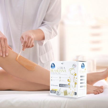 Kit completo cera brasiliana in perline oro art. 59503 con pentolino in metallo