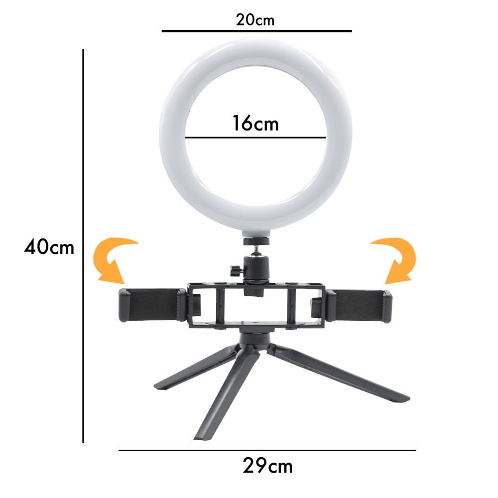Anello 20 cm selfie LED con 2 supporti 730492...