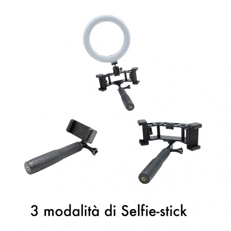 Anello 20 cm selfie LED con 2 supporti 730492 per smartphone 3 modalità di luce