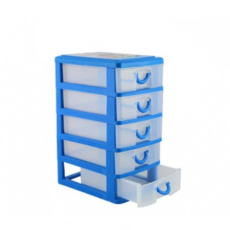 Mini Cassettiera 5 Piani WELKHOME 225066 plastica rigida colorata 9x13x18.5 cm