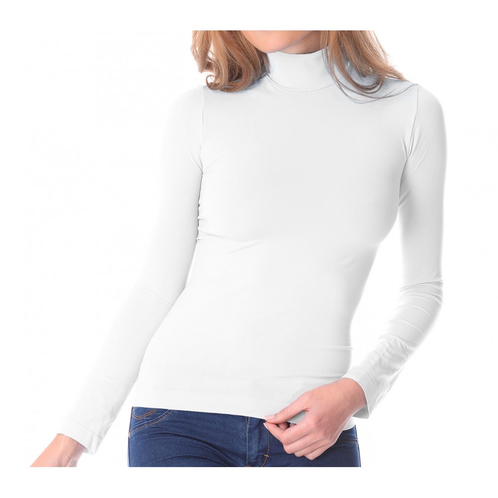 Maglioncino lupetto mezzo collo VKA21 termico e interno felpato colori assortiti Bianco M/L