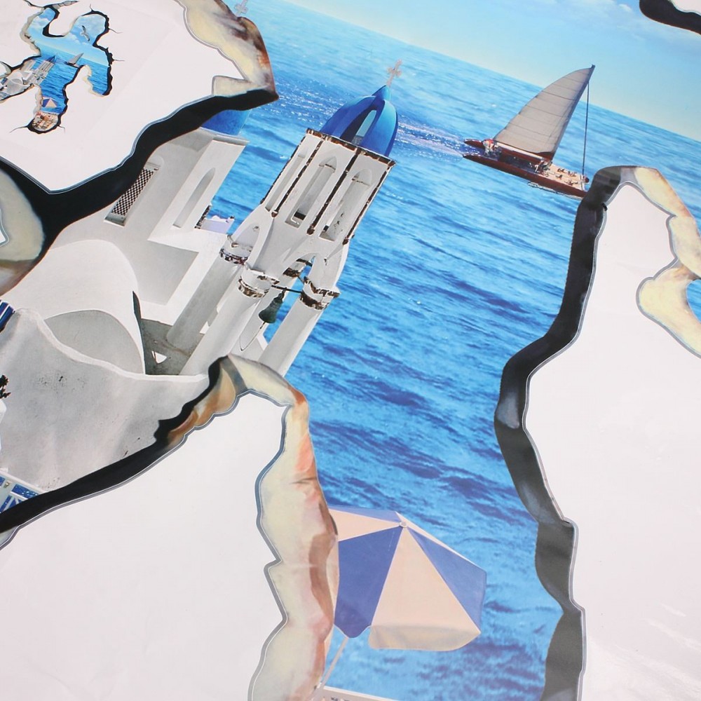 Adesivo decorativo con effetto in 3d "fuga al mare" sea wall sticker 3d effect per arredare con stile 70x100cm