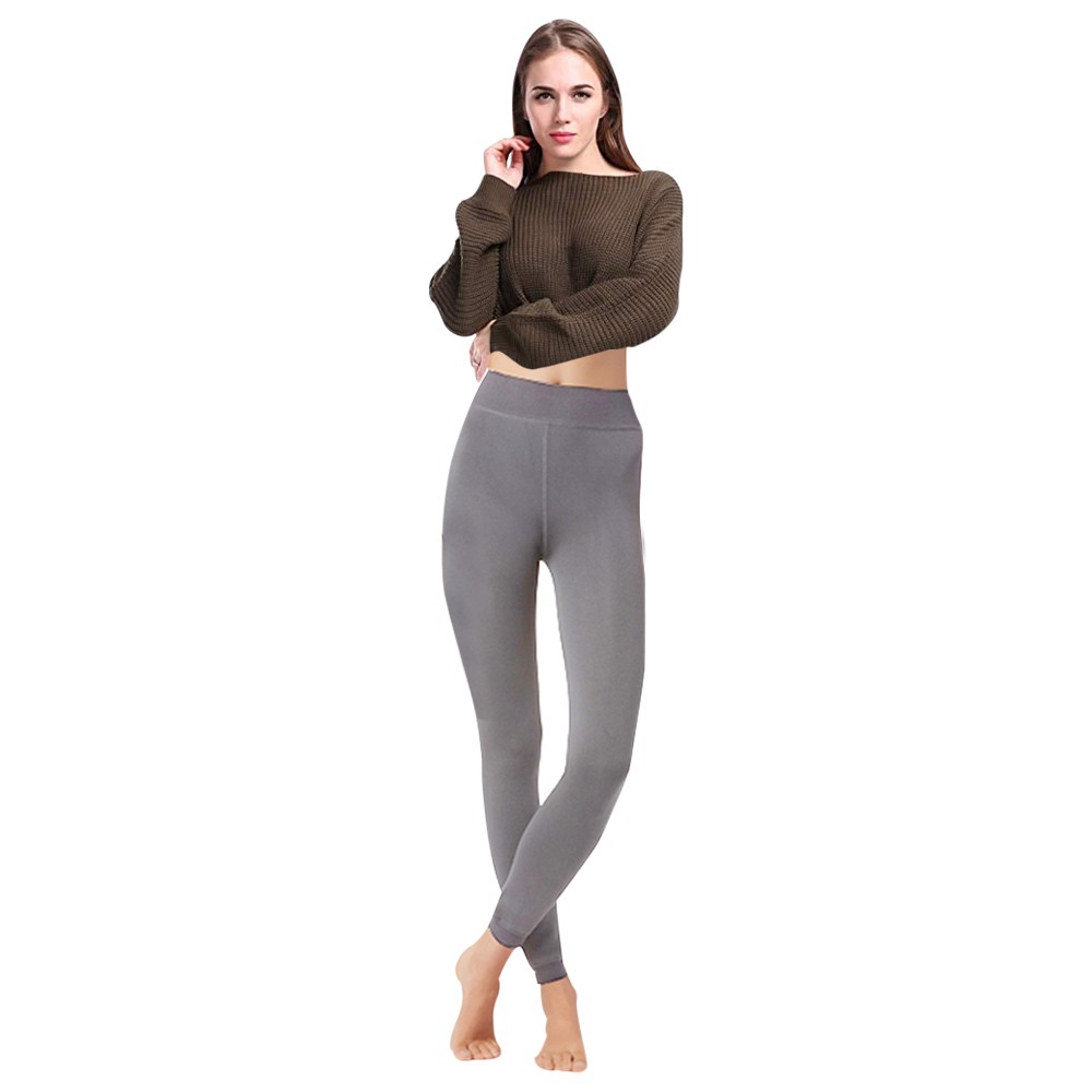Image of Calzemaglia Leggings donna NO824 interno felpato elasticizzato 320 den coprente Grigio scuro052