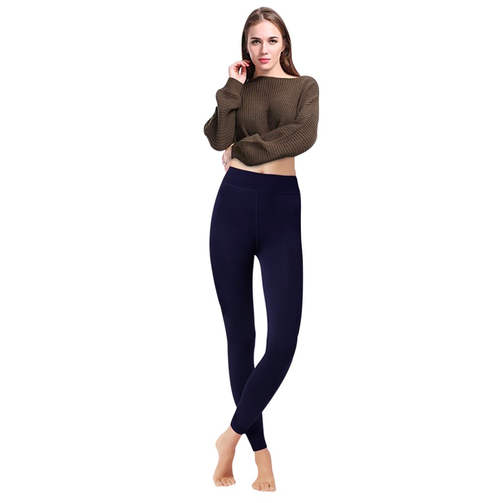 Image of Calzemaglia Leggings donna NO824 interno felpato elasticizzato 320 den coprente Blu052