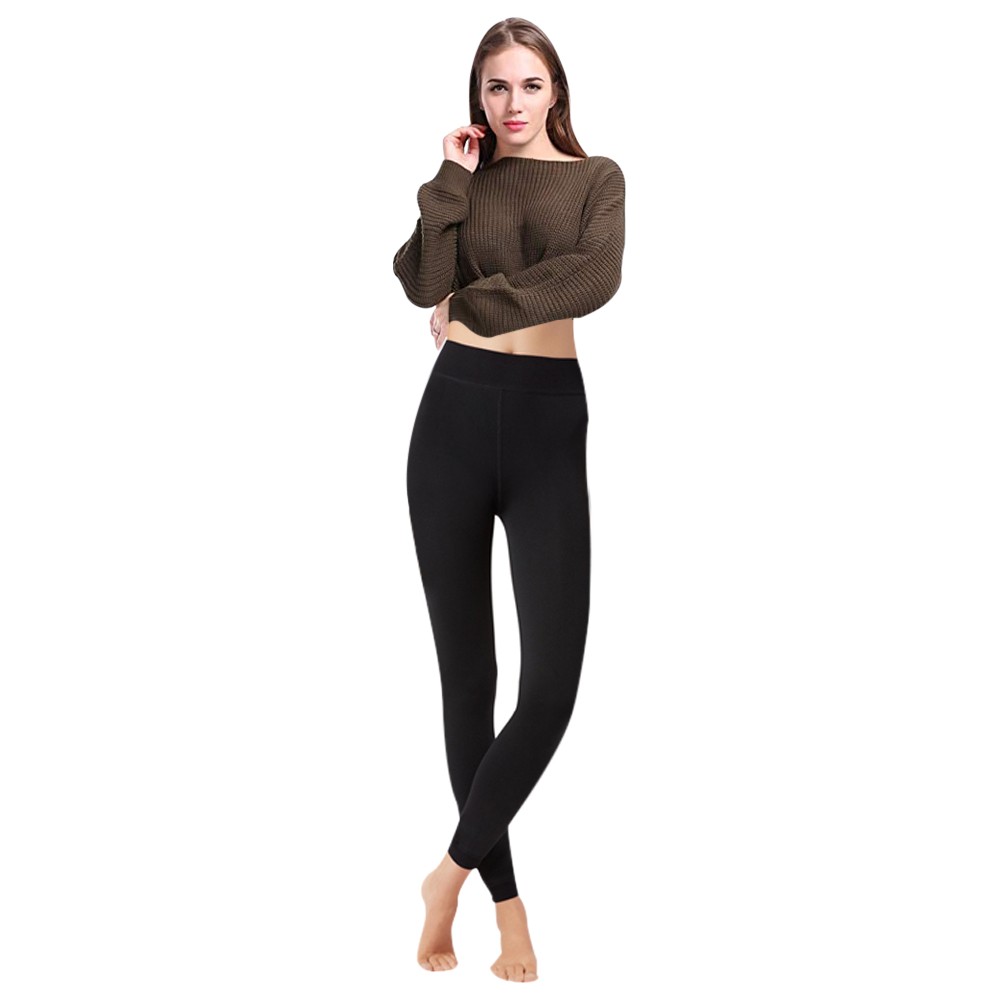 Image of Calzemaglia Leggings donna NO824 interno felpato elasticizzato 320 den coprente Nero052
