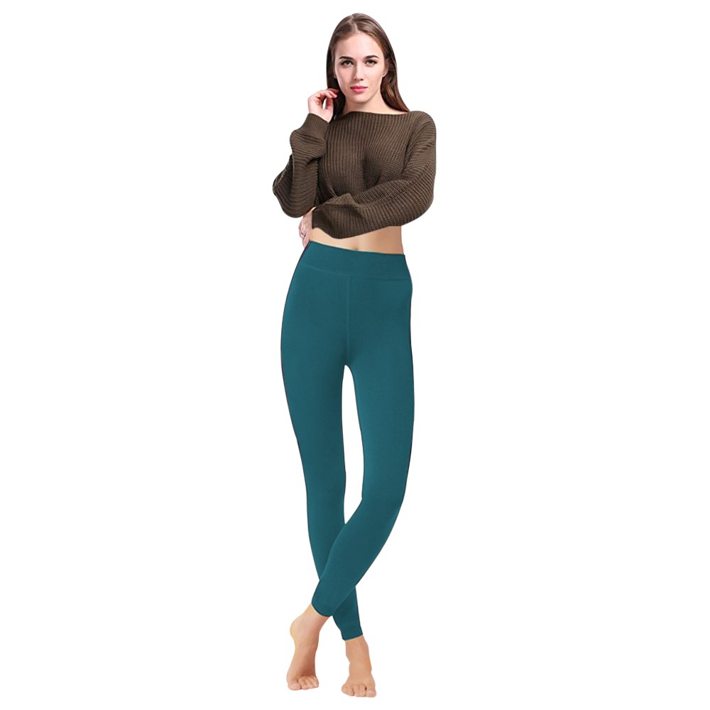 Image of Calzemaglia Leggings donna NO824 interno felpato elasticizzato 320 den coprente Verde052