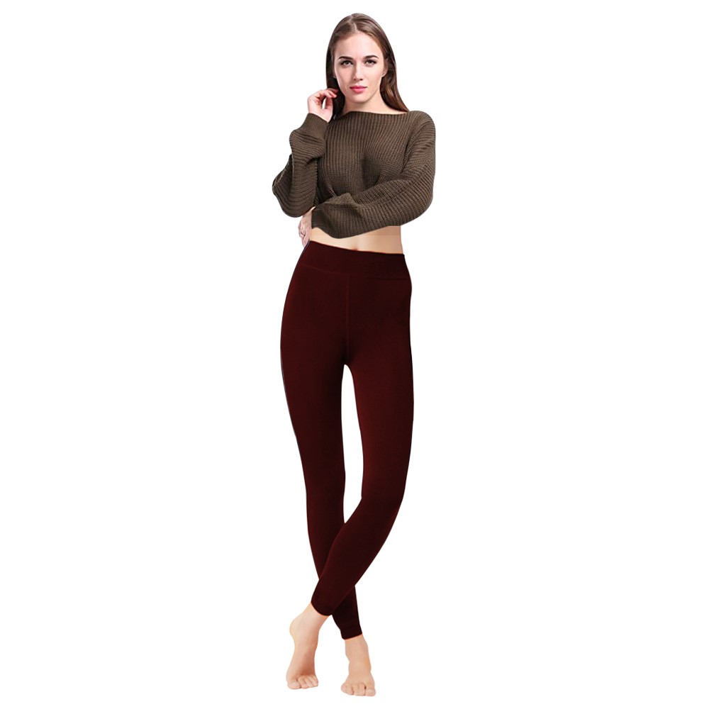 Image of Calzemaglia Leggings donna NO824 interno felpato elasticizzato 320 den coprente Bordeaux052