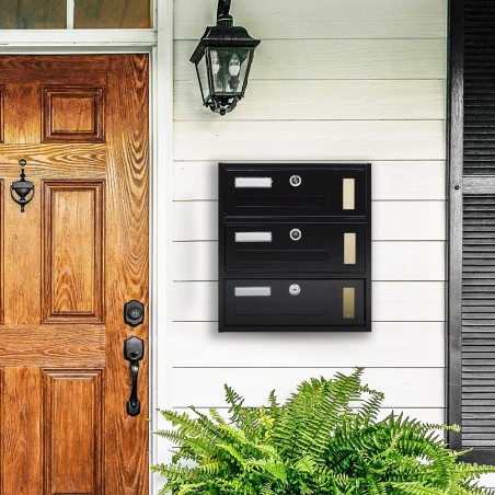 Cassetta Postale Condominiale 3 Posti Iron Black 30x32,5x17cm