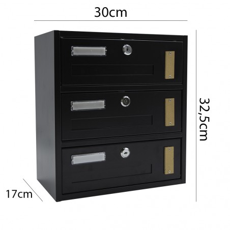 Cassetta Postale Condominiale 3 Posti Iron Black 30x32,5x17cm