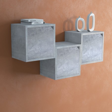 Cubo Modulare Libreria 13232 Cemento Frassinato con Anta Apribile CUBE STACK