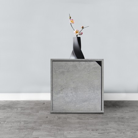 Cubo Modulare Libreria 13232 Cemento Frassinato con Anta Apribile CUBE STACK
