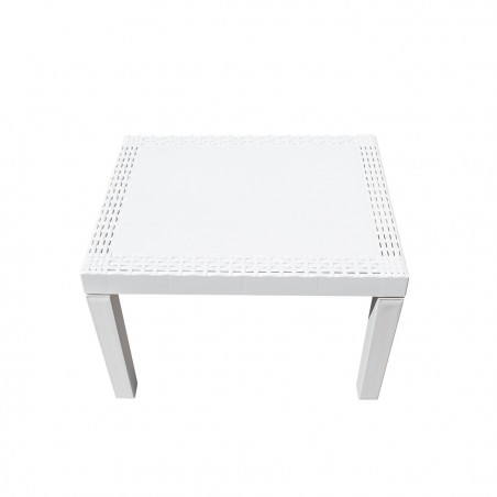 Salottino per Interno ed Esterno AKITA Bianco polyrattan 2 poltrone e Tavolino