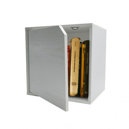 Cubo Modulare Libreria 13232 Cemento Frassinato con Anta Apribile CUBE STACK