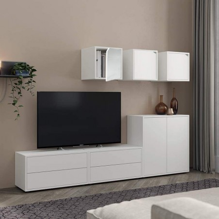 Cubo Modulare Libreria 13232 Cemento Frassinato con Anta Apribile CUBE STACK